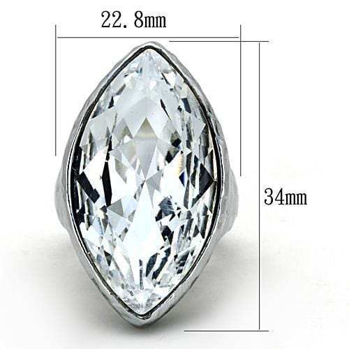 TK1368 - IP rhodium (PVD) Stainless Steel Ring with Top Grade Crystal in Clear - Alamode - Flyclothing LLC