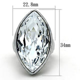 TK1368 - IP rhodium (PVD) Stainless Steel Ring with Top Grade Crystal  in Clear - Alamode