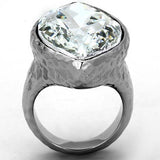 TK1368 - IP rhodium (PVD) Stainless Steel Ring with Top Grade Crystal in Clear - Alamode - Flyclothing LLC
