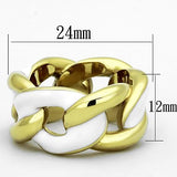 TK1369 - IP Gold(Ion Plating) Stainless Steel Ring with Epoxy  in White - Alamode