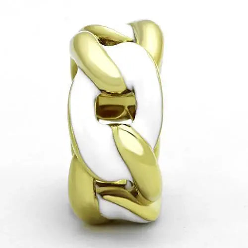 TK1369 - IP Gold(Ion Plating) Stainless Steel Ring with Epoxy in White - Alamode - Flyclothing LLC