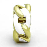 TK1369 - IP Gold(Ion Plating) Stainless Steel Ring with Epoxy in White - Alamode - Flyclothing LLC