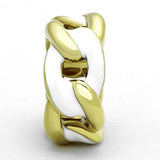 TK1369 - IP Gold(Ion Plating) Stainless Steel Ring with Epoxy  in White - Alamode