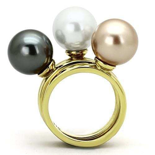 TK1370 - IP Gold(Ion Plating) Stainless Steel Ring with Synthetic Pearl in Multi Color - Alamode - Flyclothing LLC