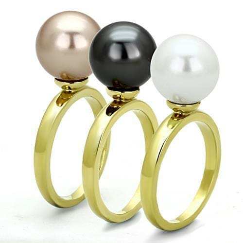 TK1370 - IP Gold(Ion Plating) Stainless Steel Ring with Synthetic Pearl in Multi Color - Alamode - Flyclothing LLC