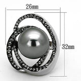 TK1371 - High polished (no plating) Stainless Steel Ring with Synthetic Pearl in Gray - Alamode - Flyclothing LLC
