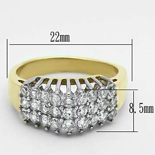 TK1376 - Two-Tone IP Gold (Ion Plating) Stainless Steel Ring with AAA Grade CZ in Clear - Alamode - Flyclothing LLC