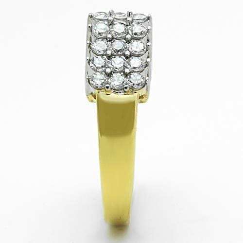 TK1376 - Two-Tone IP Gold (Ion Plating) Stainless Steel Ring with AAA Grade CZ in Clear - Alamode - Flyclothing LLC