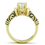 TK1377 - IP Gold(Ion Plating) Stainless Steel Ring with AAA Grade CZ in Clear - Alamode - Flyclothing LLC