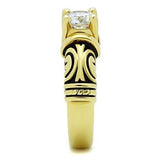 TK1377 - IP Gold(Ion Plating) Stainless Steel Ring with AAA Grade CZ  in Clear - Alamode