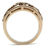 TK1380 - IP Rose Gold(Ion Plating) Stainless Steel Ring with Top Grade Crystal  in Citrine Yellow - Alamode