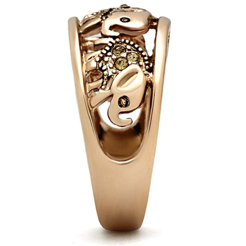 TK1380 - IP Rose Gold(Ion Plating) Stainless Steel Ring with Top Grade Crystal in Citrine Yellow - Alamode - Flyclothing LLC