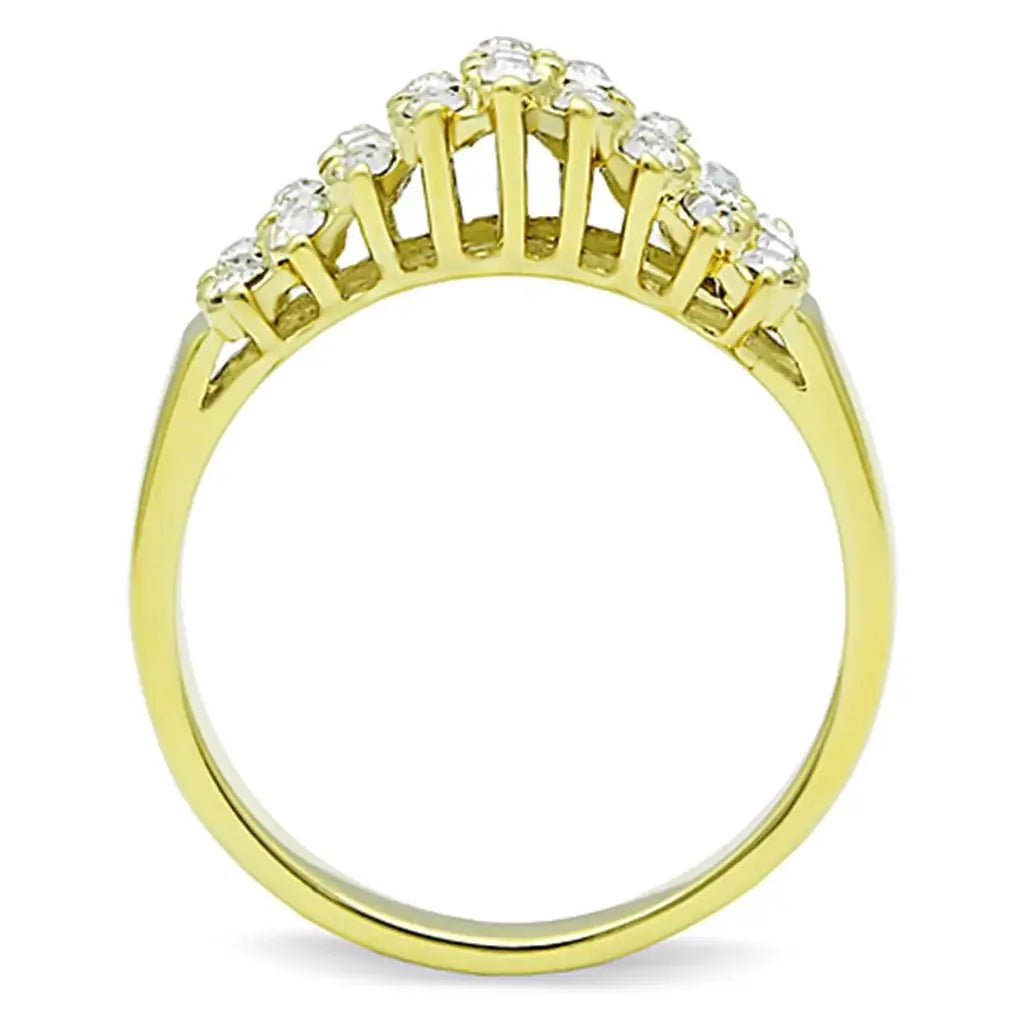 TK1384 - IP Gold(Ion Plating) Stainless Steel Ring with Top Grade Crystal in Clear - Alamode - Flyclothing LLC