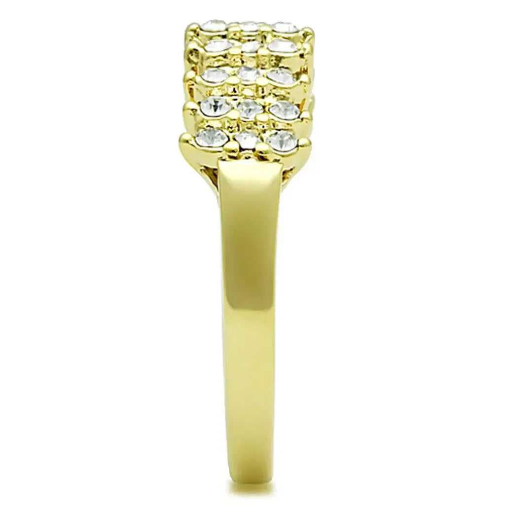 TK1384 - IP Gold(Ion Plating) Stainless Steel Ring with Top Grade Crystal in Clear - Alamode - Flyclothing LLC