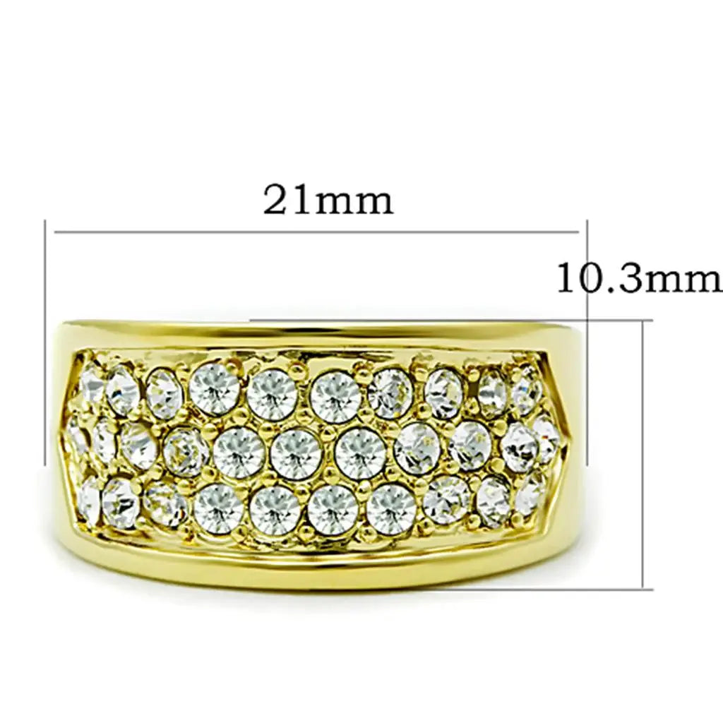 TK1385 - IP Gold(Ion Plating) Stainless Steel Ring with Top Grade Crystal in Clear - Alamode - Flyclothing LLC