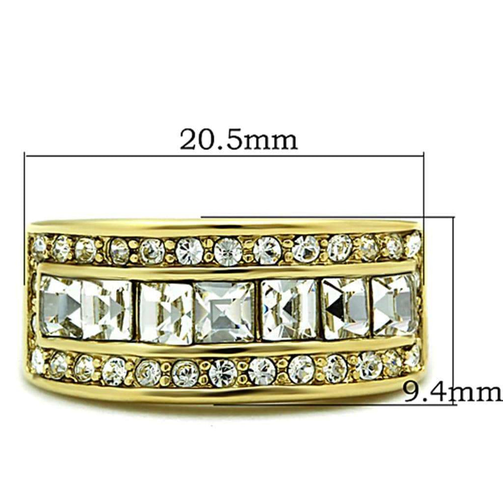 TK1386 - IP Gold(Ion Plating) Stainless Steel Ring with Top Grade Crystal in Clear - Alamode - Flyclothing LLC