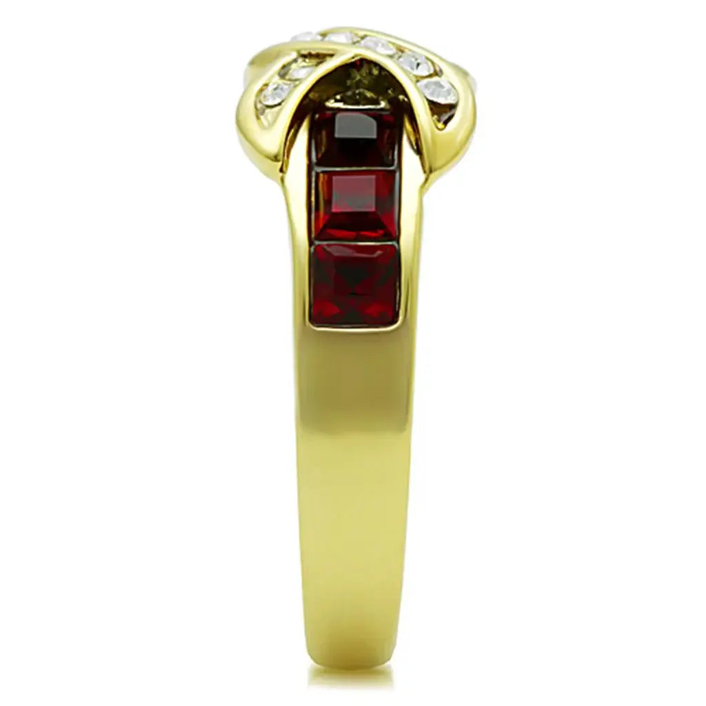TK1388 - IP Gold(Ion Plating) Stainless Steel Ring with Top Grade Crystal in Siam - Alamode - Flyclothing LLC