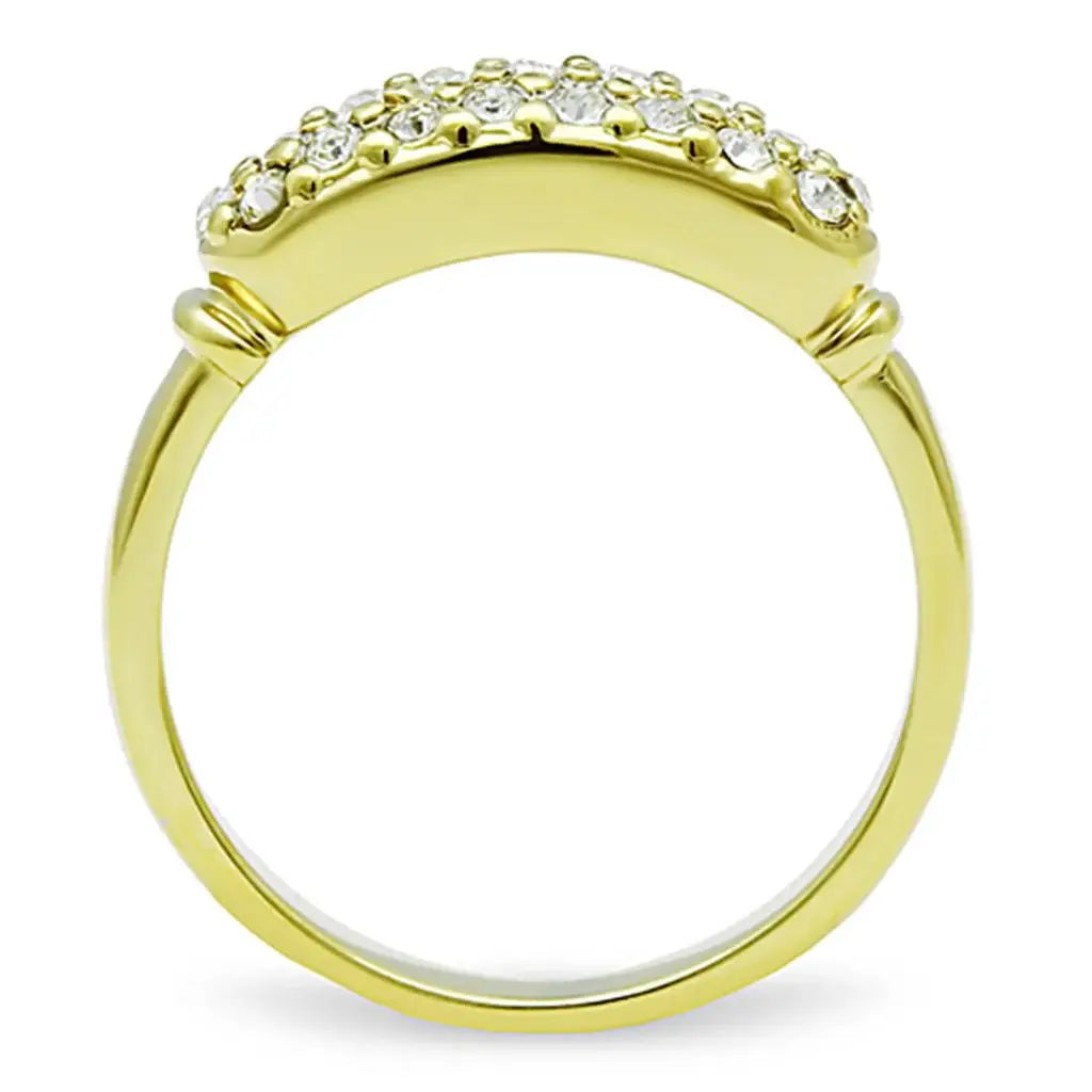 TK1389 - IP Gold(Ion Plating) Stainless Steel Ring with Top Grade Crystal in Clear - Alamode - Flyclothing LLC