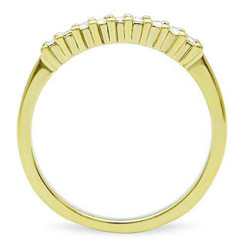 TK1390 - IP Gold(Ion Plating) Stainless Steel Ring with Top Grade Crystal in Clear - Alamode - Flyclothing LLC