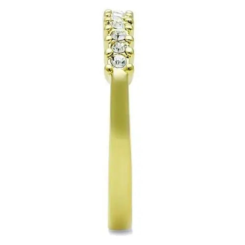 TK1390 - IP Gold(Ion Plating) Stainless Steel Ring with Top Grade Crystal in Clear - Alamode - Flyclothing LLC