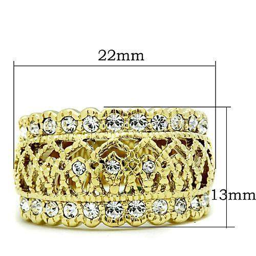 TK1393 - IP Gold(Ion Plating) Stainless Steel Ring with Top Grade Crystal in Clear - Alamode - Flyclothing LLC
