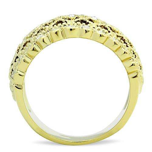 TK1393 - IP Gold(Ion Plating) Stainless Steel Ring with Top Grade Crystal in Clear - Alamode - Flyclothing LLC
