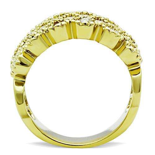 TK1394 - IP Gold(Ion Plating) Stainless Steel Ring with Top Grade Crystal in Clear - Alamode - Flyclothing LLC