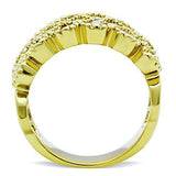 TK1394 - IP Gold(Ion Plating) Stainless Steel Ring with Top Grade Crystal  in Clear - Alamode