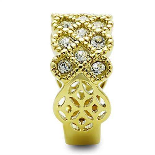 TK1394 - IP Gold(Ion Plating) Stainless Steel Ring with Top Grade Crystal in Clear - Alamode - Flyclothing LLC