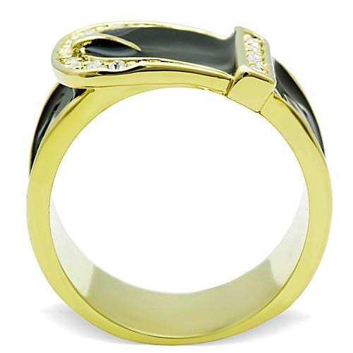 TK1396 - IP Gold(Ion Plating) Stainless Steel Ring with Top Grade Crystal in Clear - Alamode - Flyclothing LLC