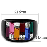 TK1397J - IP Black(Ion Plating) Stainless Steel Ring with Top Grade Crystal  in Multi Color - Alamode