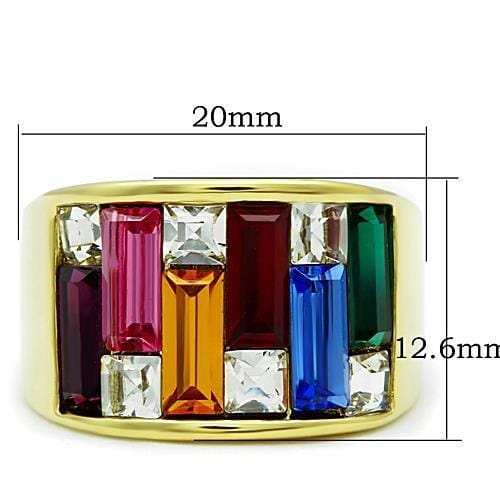 TK1397 - IP Gold(Ion Plating) Stainless Steel Ring with Top Grade Crystal in Multi Color - Alamode - Flyclothing LLC