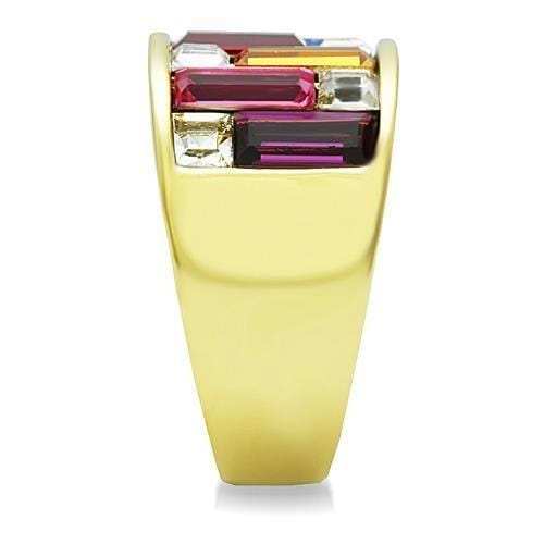 TK1397 - IP Gold(Ion Plating) Stainless Steel Ring with Top Grade Crystal in Multi Color - Alamode - Flyclothing LLC