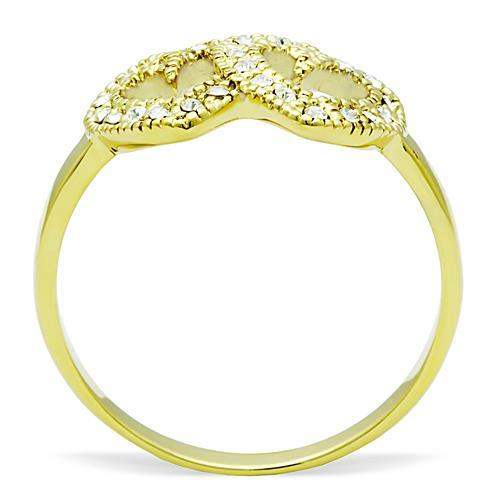 TK1398 - IP Gold(Ion Plating) Stainless Steel Ring with Top Grade Crystal in Clear - Alamode - Flyclothing LLC