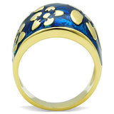 TK1399 - IP Gold(Ion Plating) Stainless Steel Ring with Epoxy  in Capri Blue - Alamode