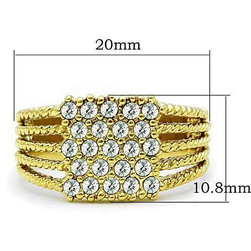 TK1400 - IP Gold(Ion Plating) Stainless Steel Ring with Top Grade Crystal in Clear - Alamode - Flyclothing LLC