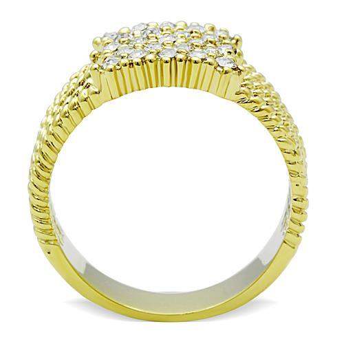 TK1400 - IP Gold(Ion Plating) Stainless Steel Ring with Top Grade Crystal in Clear - Alamode - Flyclothing LLC