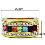 TK1402 - IP Gold(Ion Plating) Stainless Steel Ring with Top Grade Crystal  in Multi Color - Alamode