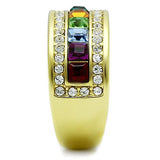 TK1402 - IP Gold(Ion Plating) Stainless Steel Ring with Top Grade Crystal  in Multi Color - Alamode