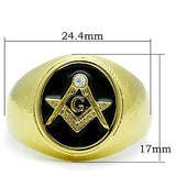 TK1403 - IP Gold(Ion Plating) Stainless Steel Ring with Top Grade Crystal  in Clear - Alamode