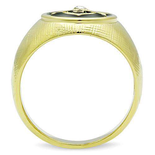 TK1403 - IP Gold(Ion Plating) Stainless Steel Ring with Top Grade Crystal in Clear - Alamode - Flyclothing LLC