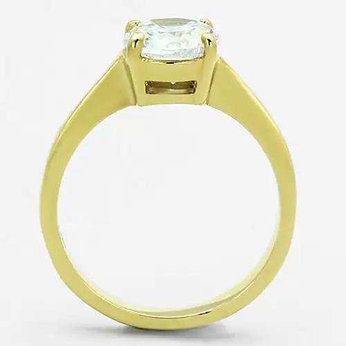 TK1405 - IP Gold(Ion Plating) Stainless Steel Ring with AAA Grade CZ in Clear - Alamode - Flyclothing LLC