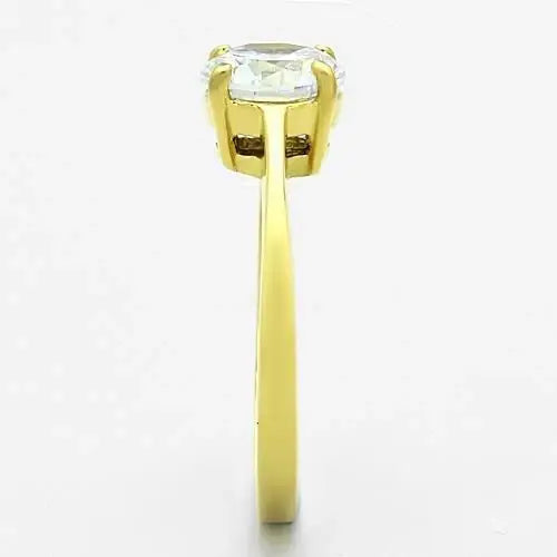TK1405 - IP Gold(Ion Plating) Stainless Steel Ring with AAA Grade CZ in Clear - Alamode - Flyclothing LLC