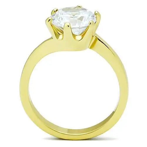 TK1406 - IP Gold(Ion Plating) Stainless Steel Ring with AAA Grade CZ in Clear - Alamode - Flyclothing LLC