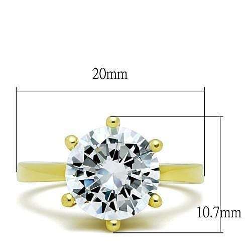 TK1407 - IP Gold(Ion Plating) Stainless Steel Ring with AAA Grade CZ in Clear - Alamode - Flyclothing LLC