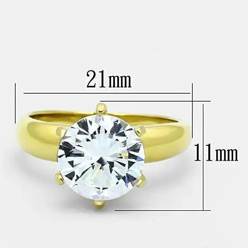 TK1408 - IP Gold(Ion Plating) Stainless Steel Ring with AAA Grade CZ in Clear - Alamode - Flyclothing LLC
