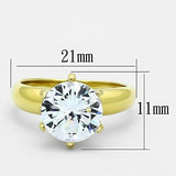 TK1408 - IP Gold(Ion Plating) Stainless Steel Ring with AAA Grade CZ  in Clear