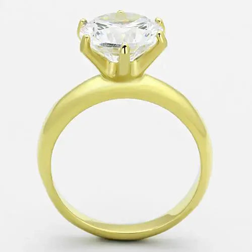 TK1408 - IP Gold(Ion Plating) Stainless Steel Ring with AAA Grade CZ in Clear - Alamode - Flyclothing LLC
