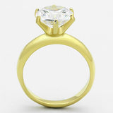 TK1408 - IP Gold(Ion Plating) Stainless Steel Ring with AAA Grade CZ  in Clear