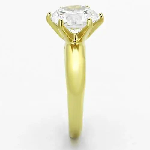 TK1408 - IP Gold(Ion Plating) Stainless Steel Ring with AAA Grade CZ in Clear - Alamode - Flyclothing LLC